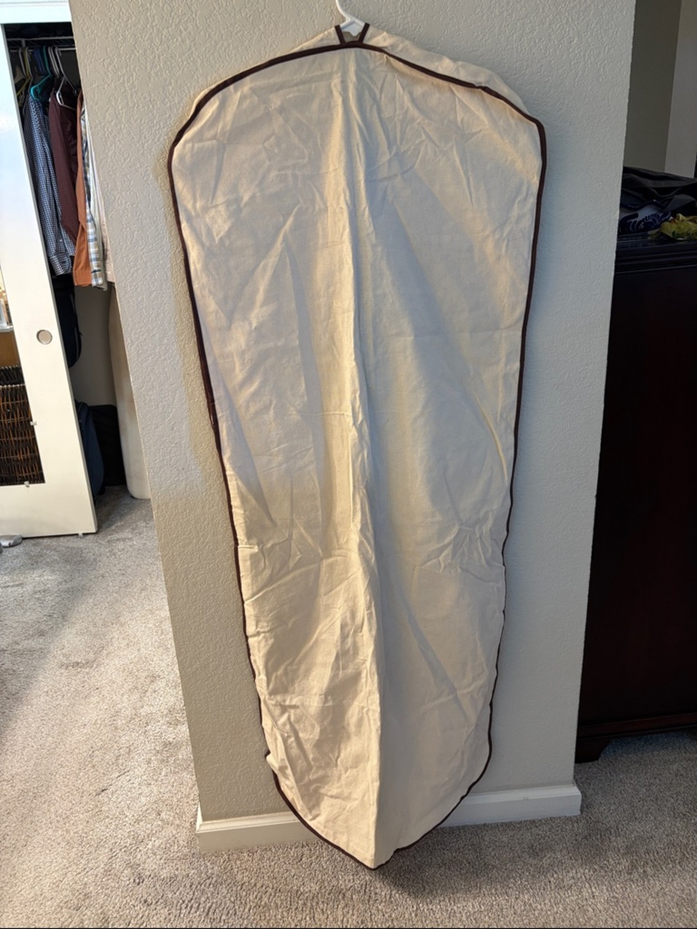 Authentic Hermes long Cream and Brown canvas Branded Garment Cover 60x24” - Picture 5 of 5